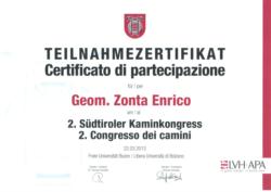 Certificato di partecipazione Congresso dei Camini